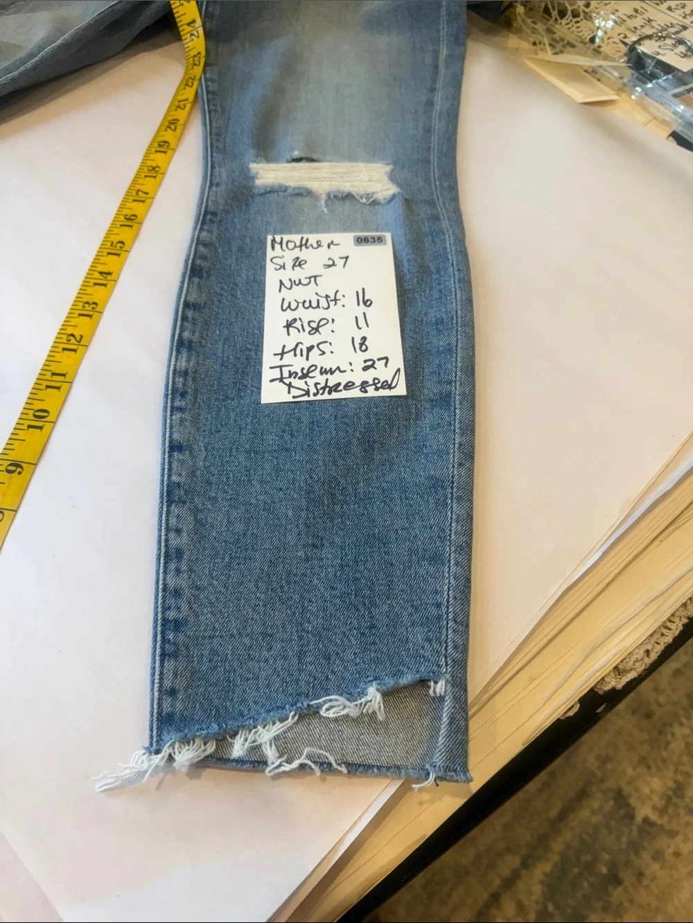 MOTHER Looker Ankle Step Fray Jeans 27 Exposed Secret Sister Distressed NWT